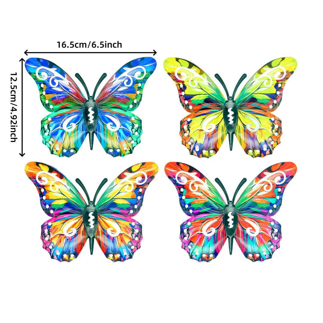 🦋סט שלם! 4 יחידות של קישוט קיר ממתכת בצורת פרפר
