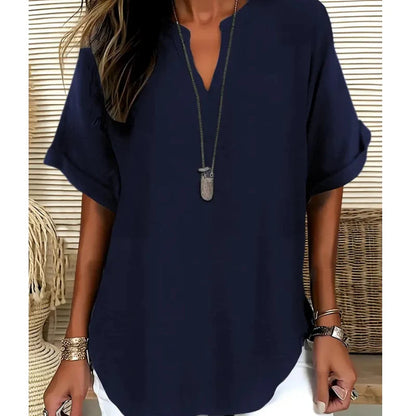 👕 חולצת שרוולים קצרים בצבע אחיד, בגזרה רפויה ומסוגננת
