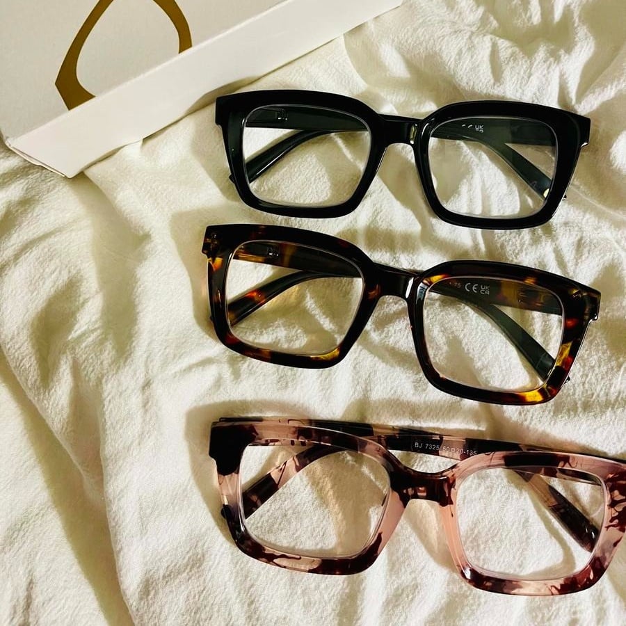 👓3 זוגות משקפי קריאה בצבע צב - משקפי קריאה מרובעים גדולים החוסמים אור כחו