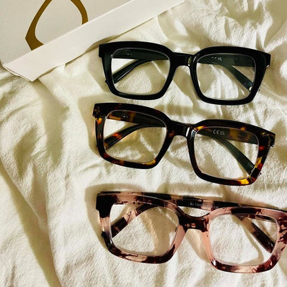👓3 זוגות משקפי קריאה בצבע צב - משקפי קריאה מרובעים גדולים החוסמים אור כחו