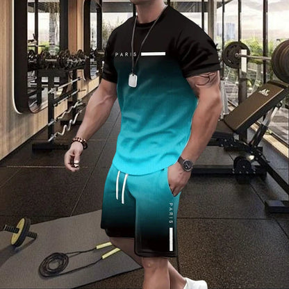 😎סט חולצת טי ומכנסיים קצרים לגברים בצבעי דרגות