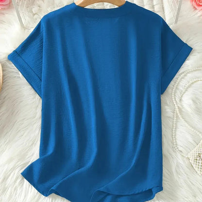 👕 חולצת שרוולים קצרים בצבע אחיד, בגזרה רפויה ומסוגננת