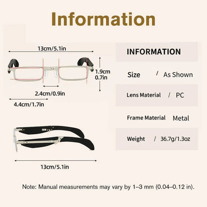👓משקפי קריאה מתקפלים עם פילטר אור כחול ונרתיק
