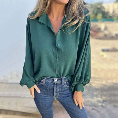 🥰מחיר מוזל חדש🥰חולצת נשים אלגנטית בצבע אחיד עם כפתורי