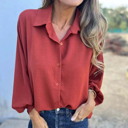 🥰מחיר מוזל חדש🥰חולצת נשים אלגנטית בצבע אחיד עם כפתורי