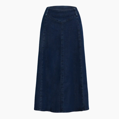 👗חצאית מקסי ג'ינס לנשים – מותן גבוהה וחתך A-Lin