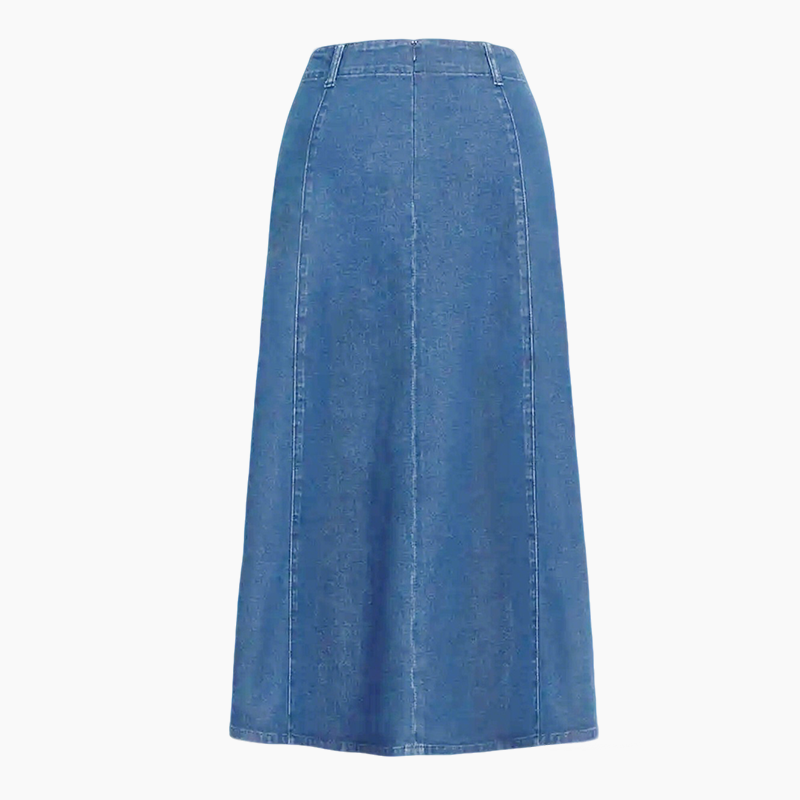 👗חצאית מקסי ג'ינס לנשים – מותן גבוהה וחתך A-Lin