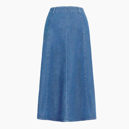 👗חצאית מקסי ג'ינס לנשים – מותן גבוהה וחתך A-Lin