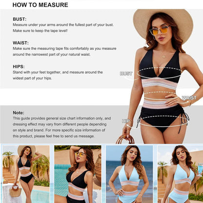 ☀️מבצעי חג 49% הנחה🏖️סט ביקיני עם מותן גבוה ושליטה בבטן סט ביקיני עם בלוקים צבעוניים