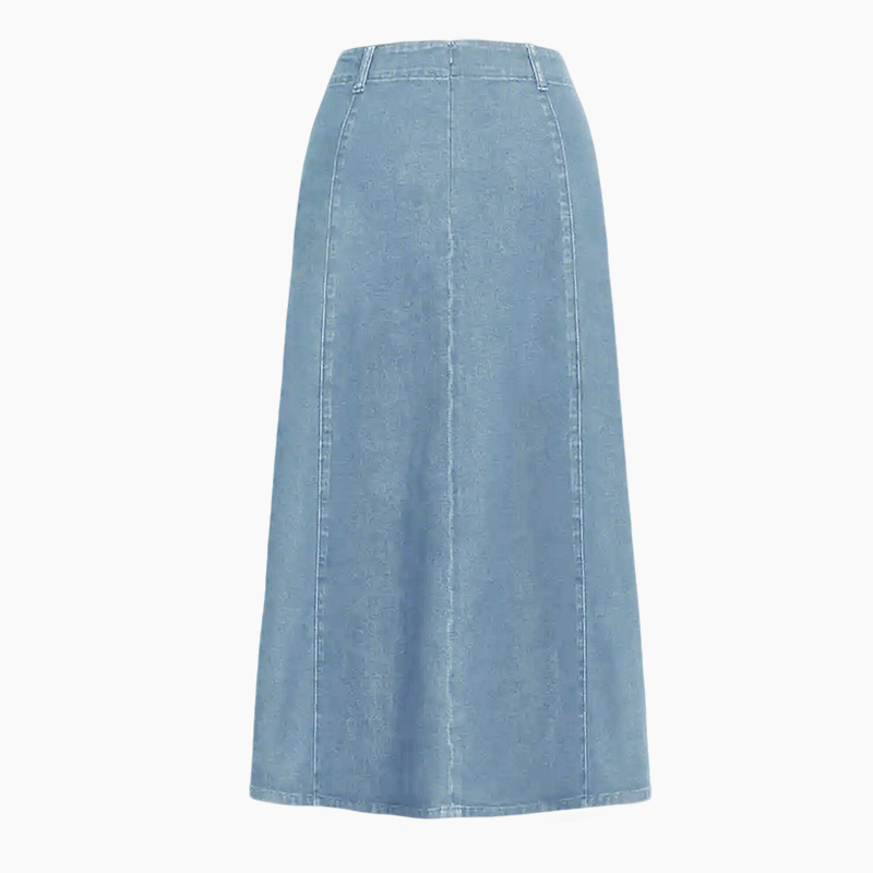 👗חצאית מקסי ג'ינס לנשים – מותן גבוהה וחתך A-Lin