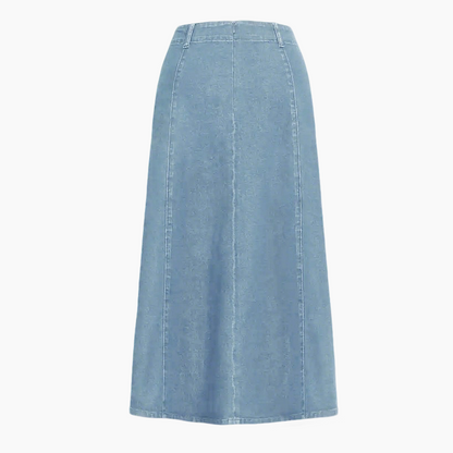 👗חצאית מקסי ג'ינס לנשים – מותן גבוהה וחתך A-Lin