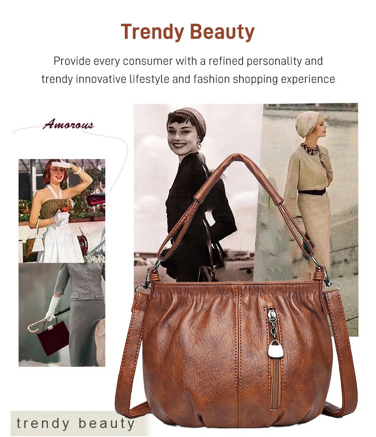 תיק עור רך בעיצוב מקומט 👜✨