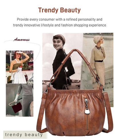 תיק עור רך בעיצוב מקומט 👜✨