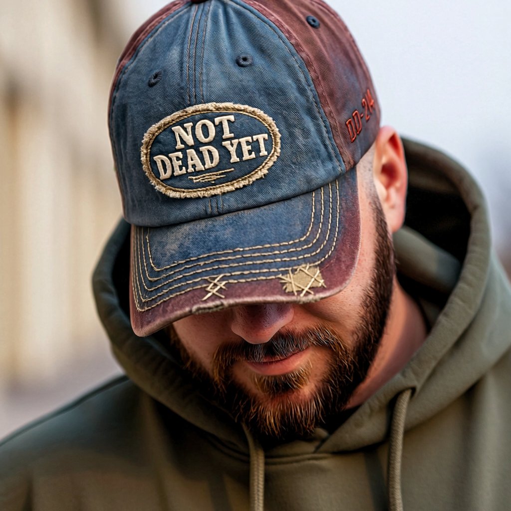 NOT DEAD YET - כובע בייסבול משופשף בסגנון וינטג