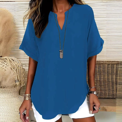 👕 חולצת שרוולים קצרים בצבע אחיד, בגזרה רפויה ומסוגננת