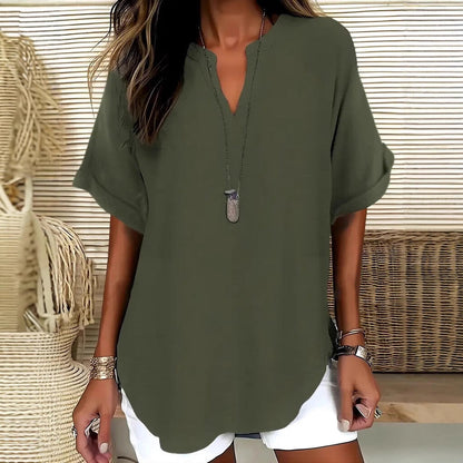 👕 חולצת שרוולים קצרים בצבע אחיד, בגזרה רפויה ומסוגננת