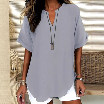 👕 חולצת שרוולים קצרים בצבע אחיד, בגזרה רפויה ומסוגננת