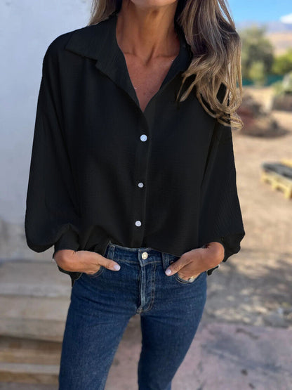 🥰מחיר מוזל חדש🥰חולצת נשים אלגנטית בצבע אחיד עם כפתורי