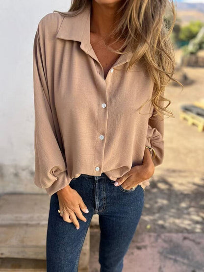🥰מחיר מוזל חדש🥰חולצת נשים אלגנטית בצבע אחיד עם כפתורי