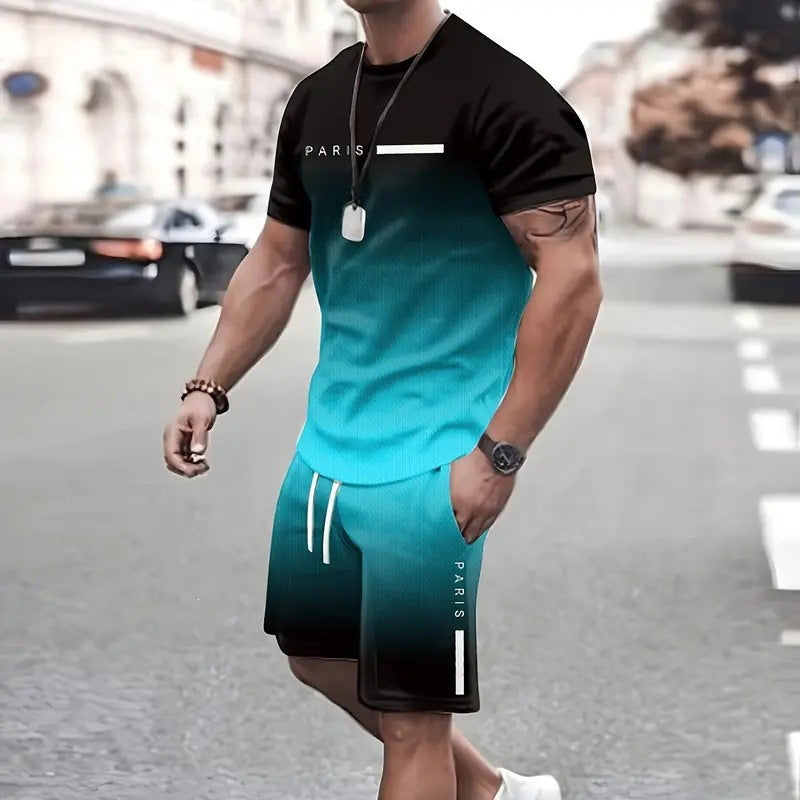 😎סט חולצת טי ומכנסיים קצרים לגברים בצבעי דרגות