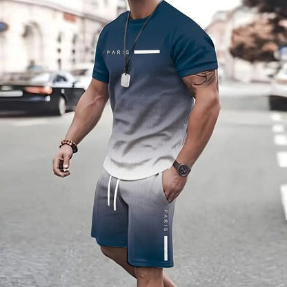 😎סט חולצת טי ומכנסיים קצרים לגברים בצבעי דרגות
