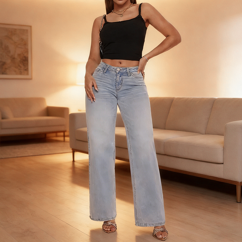 👖 מכנסי ג'ינס ישרים בגזרה בינוני