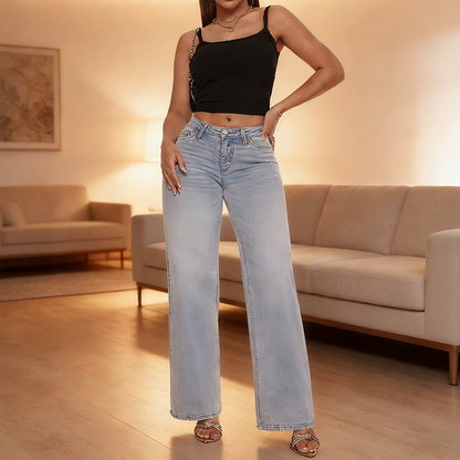 👖 מכנסי ג'ינס ישרים בגזרה בינוני