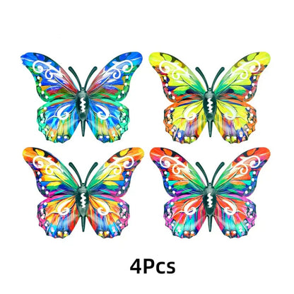 🦋סט שלם! 4 יחידות של קישוט קיר ממתכת בצורת פרפר