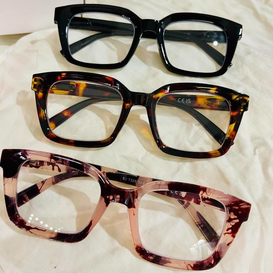 👓3 זוגות משקפי קריאה בצבע צב - משקפי קריאה מרובעים גדולים החוסמים אור כחו