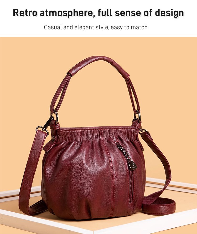 תיק עור רך בעיצוב מקומט 👜✨