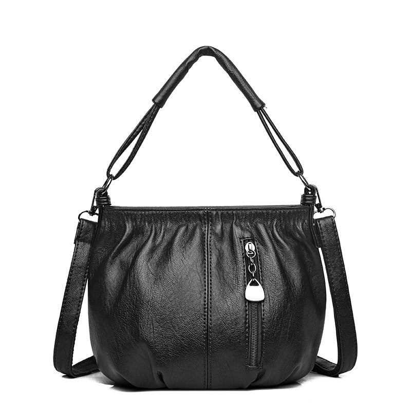 תיק עור רך בעיצוב מקומט 👜✨