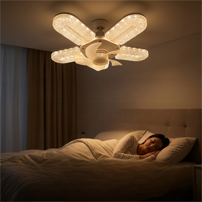 מנורת מאוורר LED עם 5 להבים ואפקט קריסט