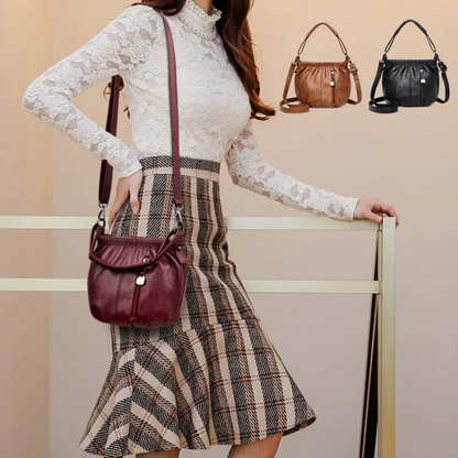תיק עור רך בעיצוב מקומט 👜✨