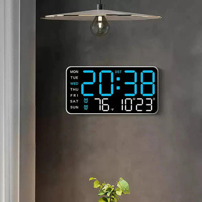 שעון קיר דיגיטלי גדול עם תצוגת LED, תאריך ומדחו