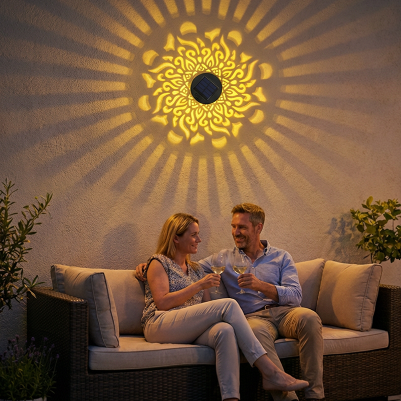 🌞✨ מנורת מנדלה עם מקרן המופעלת באמצעות אנרגיה סולארי